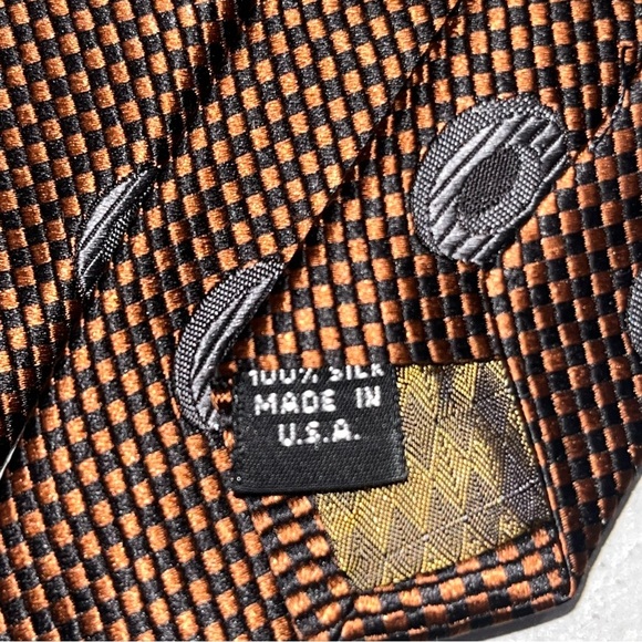 Pierre Balmain Rust Orange Printed Silk Neck Tie - Picture 5 of 5